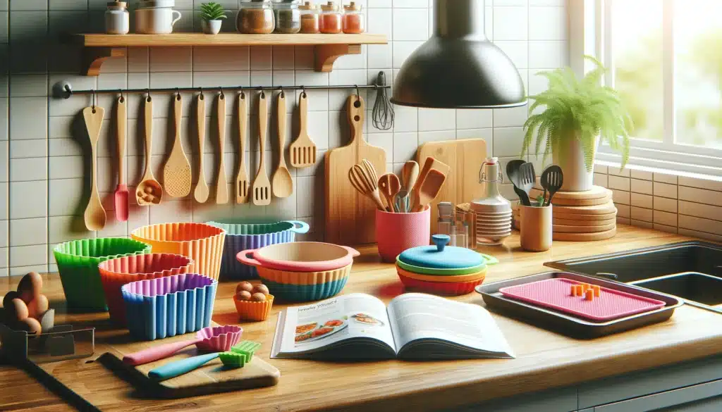 silicone cookware in a modern kitchen setting